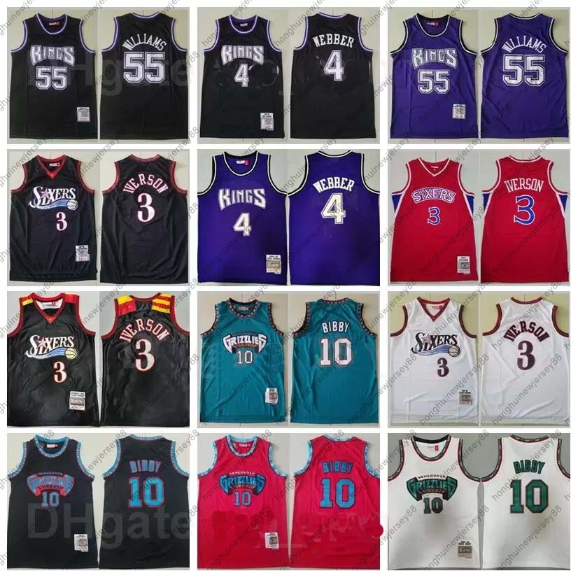 Men Vintage Mitchell and Ness Basketball Jason Williams Jersey 55 Allen Iverson 3 Chris Webber 4 Michael Mike Bibby 10 Retro Red Black White Blue Purple Green Team
Men Vintage Mitchell and Ness Basketball Jason Williams Jersey 55 Allen Iverson 3 Chris Webber 4 Michael Mike Bibby 10 Retro Red Black White Blue Purple Green Team