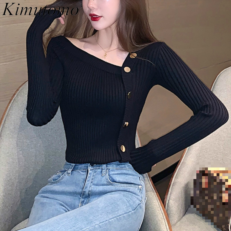 Kimutomo Casual Knitted Sweater Women Irregular Collar Solid Long Sleeve Knitwear Tops Spring Autumn Korea Chic 210521, Blue
Kimutomo Casual Knitted Sweater Women Irregular Collar Solid Long Sleeve Knitwear Tops Spring Autumn Korea Chic 210521, Blue
