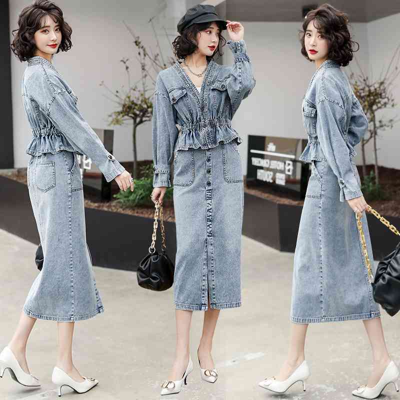 Women's Tracksuits Denim dress female spring and autumn fashion fried waist red middle-length net street skirt two parts 1IZY, 1# shoe box
Women's Tracksuits Denim dress female spring and autumn fashion fried waist red middle-length net street skirt two parts 1IZY, 1# shoe box