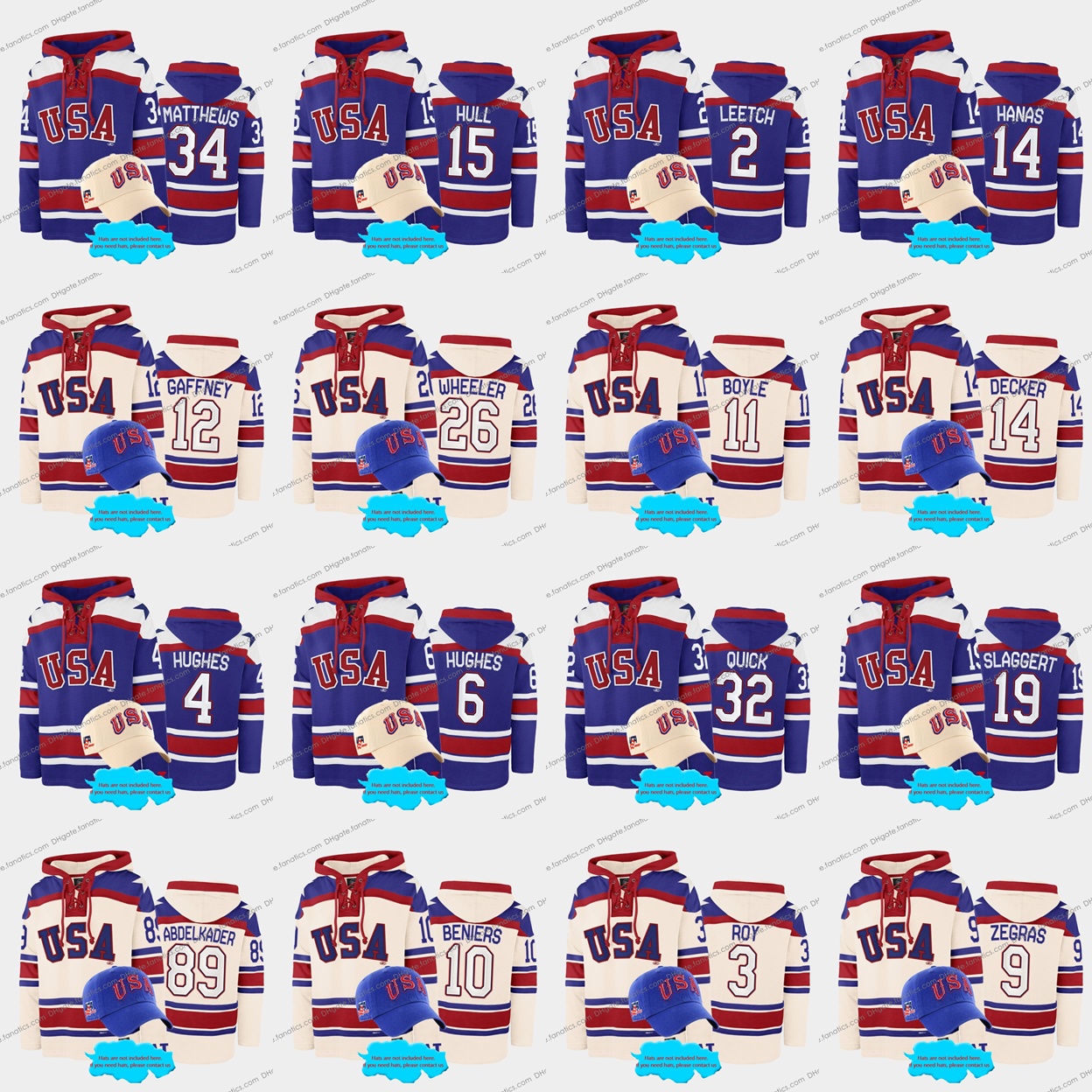 Custom 18 Jack Drury USA Hockey 2022 Miracle Lacer Hoodie 34 Auston Matthews 15 Brett Hull 43 Colin Blackwell 19 Landon Slaggert 30 Spencer Knight 14 Decker Stitched, Womens as photo
Custom 18 Jack Drury USA Hockey 2022 Miracle Lacer Hoodie 34 Auston Matthews 15 Brett Hull 43 Colin Blackwell 19 Landon Slaggert 30 Spencer Knight 14 Decker Stitched, Womens as photo