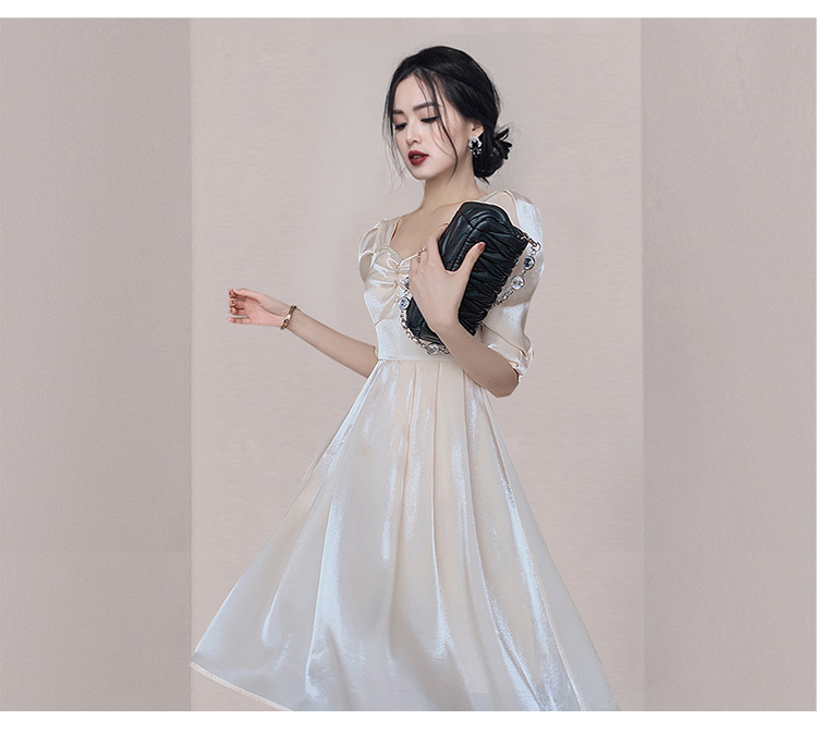 Summer Women Fairy Dresses Retro French Elegant Office Lady V-Neck Puff Sleeve Slim Waist Midi Dress Vestidos 210519