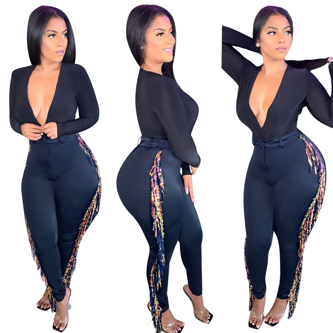 Free Ship 2021 Summer Women Fashion Sequins Tassel Skinny Pencil Pants Casual Elastic Waist Leggings 5XL Plus, Black
Free Ship 2021 Summer Women Fashion Sequins Tassel Skinny Pencil Pants Casual Elastic Waist Leggings 5XL Plus, Black