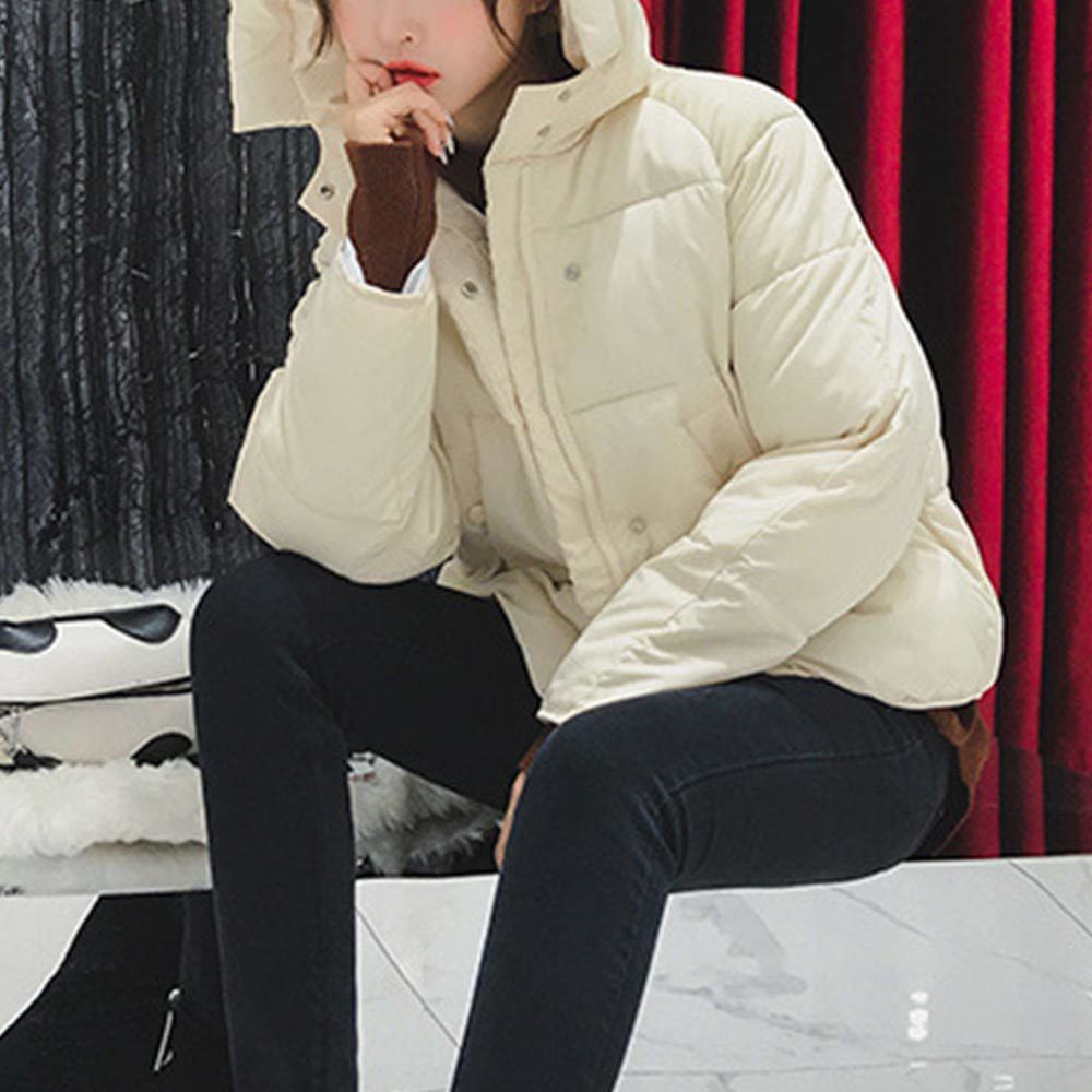 Women Fashion Korean Loose Short Coat Solid Warm Thick Jackets Casual Padded Cotton Parkas Plus Size Outwear 210428