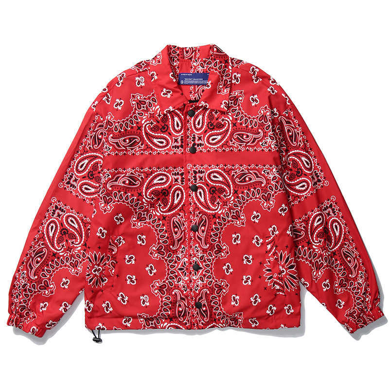 Mens Wear Hip Hop Bandana Paisley Pattern Bomber Jackets Windbreaker Harajuku Streetwear Autumn Casual Coats Tops Clothing 210927