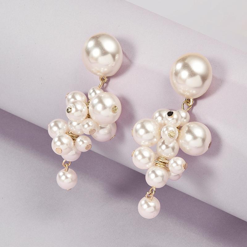 Elegant Gold Color Imitation Pearl Drop Earrings Statement For Women Party Jewelry Korean Design MG381 Dangle Chandelier