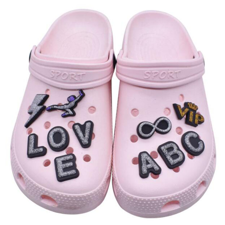 wholesale letters numblers shoe accessories pvc soft rubber shoecharms buckle DIY clog bracelet wristband decoration gift