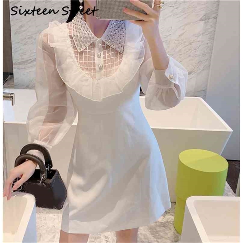 Autumn Diamond Button White Dress Woman Elegant Long Puff Sleeve Ruffles Short Vestidos Street Wear Female 210603, Black
Autumn Diamond Button White Dress Woman Elegant Long Puff Sleeve Ruffles Short Vestidos Street Wear Female 210603, Black