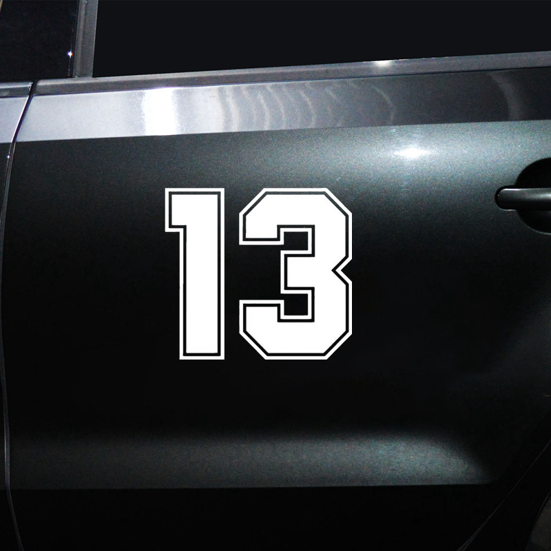 Number 13 funny car sticker vinyl decal silver/black for auto car stickers styling car decoration