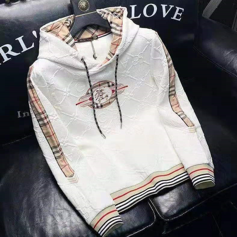 2021 autumn/winter new men's hoodie classic plaid color contrast embroidery European and American youth simple atmosphere hat, White
2021 autumn/winter new men's hoodie classic plaid color contrast embroidery European and American youth simple atmosphere hat, White