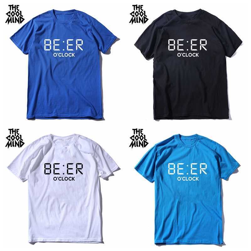 THE COOLMIND 100% cotton funny BEER OCLOCK print men T shirt cool summer tshirt male o-neck t-shirt s tee shirts 210629