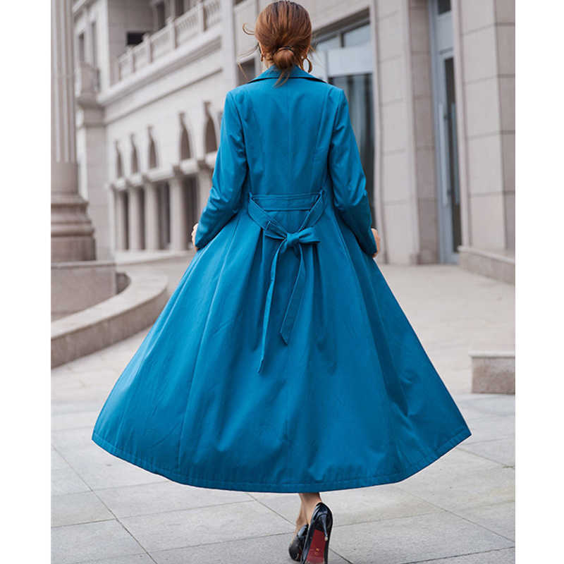 Spring Autumn Women Raincoats Elegant Buttons Vintage Windbreaker Double Breasted Ladies Office Long Trench Coats 210820