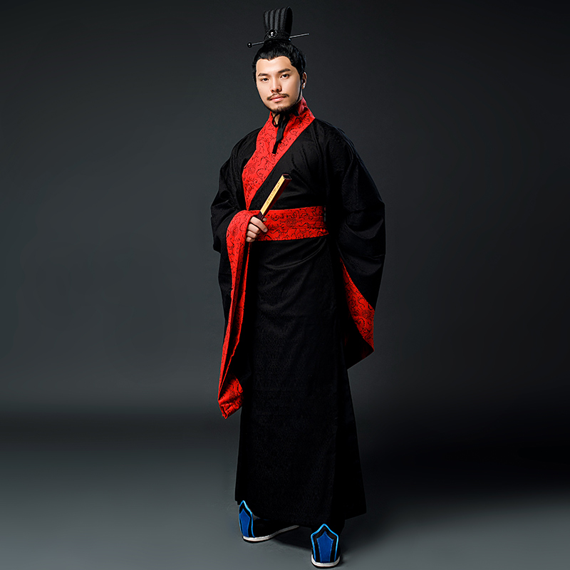 Traditional ethnic clothing hanfu male robe Chinese ancient costumes TV Film performance stage wear Minister's apparel during the Three Kingdoms 