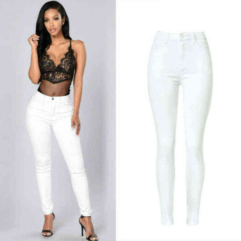 High Waist Women Jeans Fashion White Elastic Push Up Sexy Slim Denim Pencil Pants Stretch Skinny Lady Trousers Pantalon Femme 211129