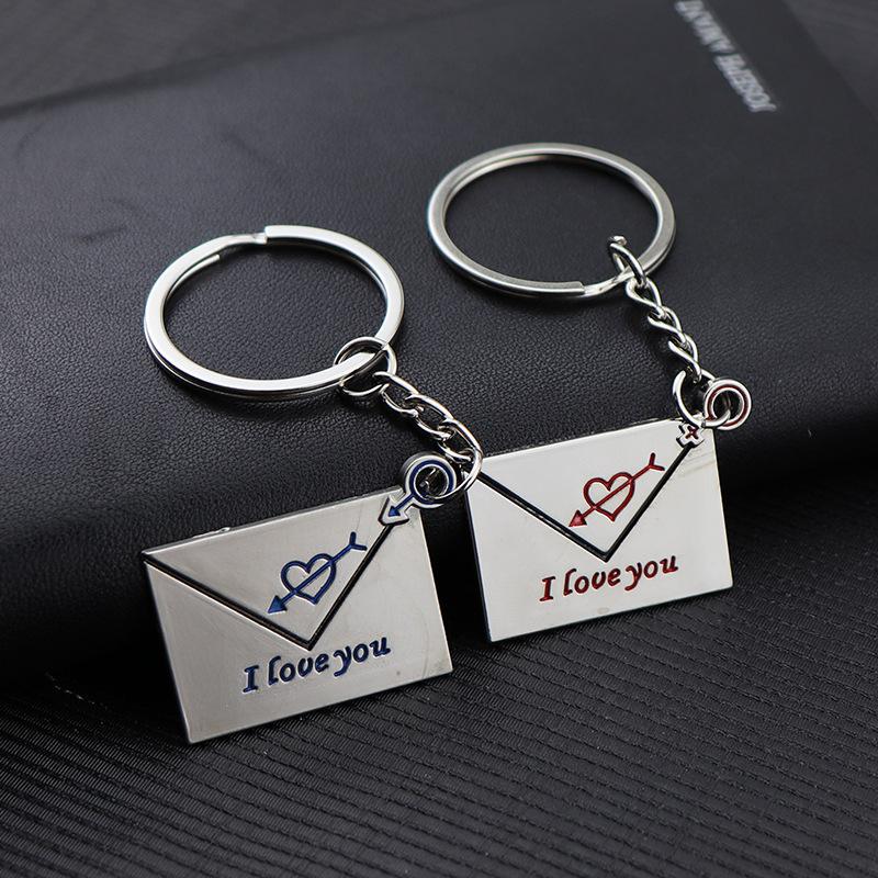 Keychains 1 Pc Car Keychain Ring Envelope Lovers Key Chain English Letter Valentine's Day Promotion
