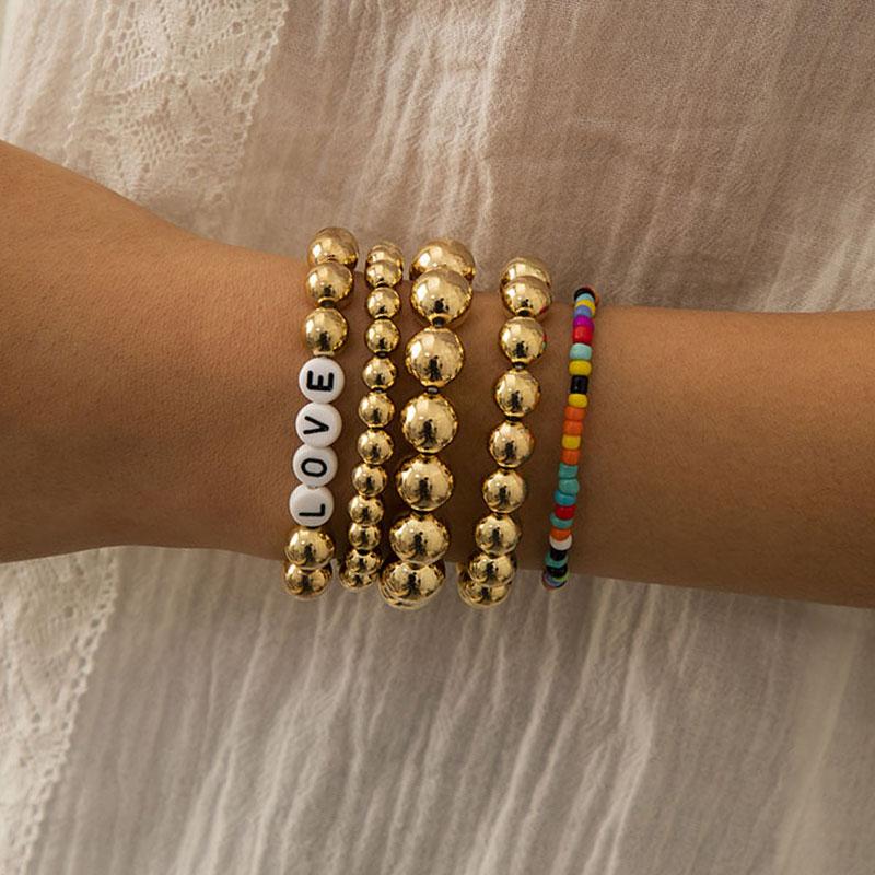 Beaded, Strands 5 Pcs/set Gold Color Acrylic Beads Bracelet For Women Colorful Africa Letter Inital Bracelets Set Boho Braclet Accessories
Beaded, Strands 5 Pcs/set Gold Color Acrylic Beads Bracelet For Women Colorful Africa Letter Inital Bracelets Set Boho Braclet Accessories