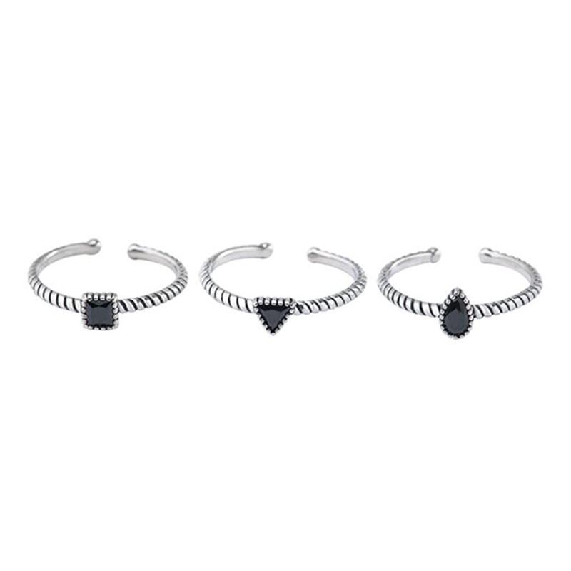Cluster Rings 925 Sterling Silver Ring For Women Small Twist Black Square Triangle Drop Stone Girls Gift
Cluster Rings 925 Sterling Silver Ring For Women Small Twist Black Square Triangle Drop Stone Girls Gift