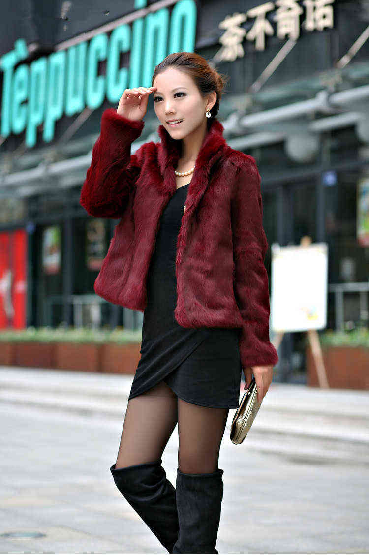 Genuine Real Rabbit Fur Coat Women Full Pelt Vintage Jacket Winter Party Waistcoat Customized Big Size Stand Collar WFP267 211130