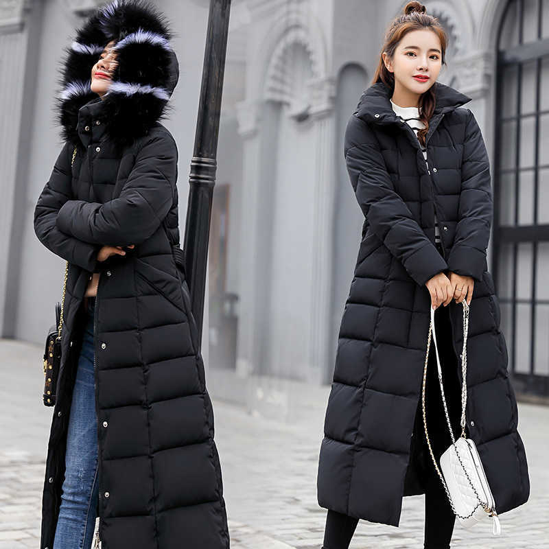 Arrival Fashion Slim X-Long Women Winter Jacket Cotton Padded Warm Thicken Ladies Coat Long Coats Parka Womens Jackets 210528