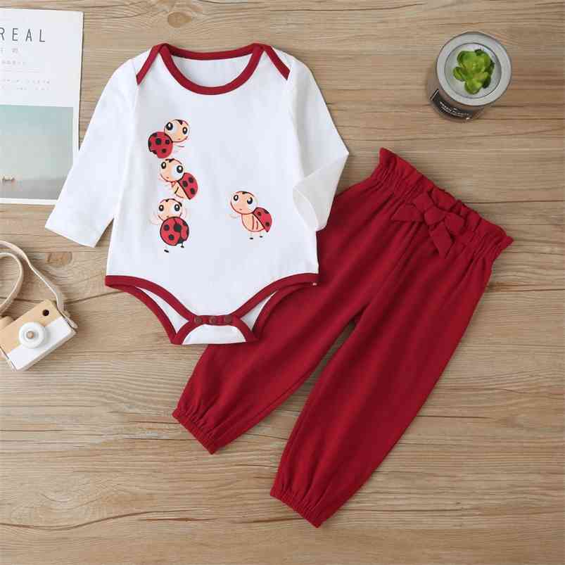 Winter Children Sets Long Sleeve Print Cartoon Rompers Red Solid Bow Trousers Cute 2Pcs Girls Boys Clothes 0-2T 210629
Winter Children Sets Long Sleeve Print Cartoon Rompers Red Solid Bow Trousers Cute 2Pcs Girls Boys Clothes 0-2T 210629