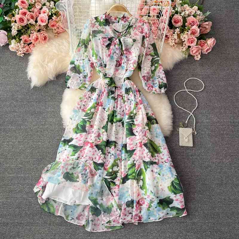 Banulin Summer Fashion Runway Chiffon Long Dresses Women's sleeve Elegant Floral Print Party holidays Dress N78685 210603, Green color
Banulin Summer Fashion Runway Chiffon Long Dresses Women's sleeve Elegant Floral Print Party holidays Dress N78685 210603, Green color