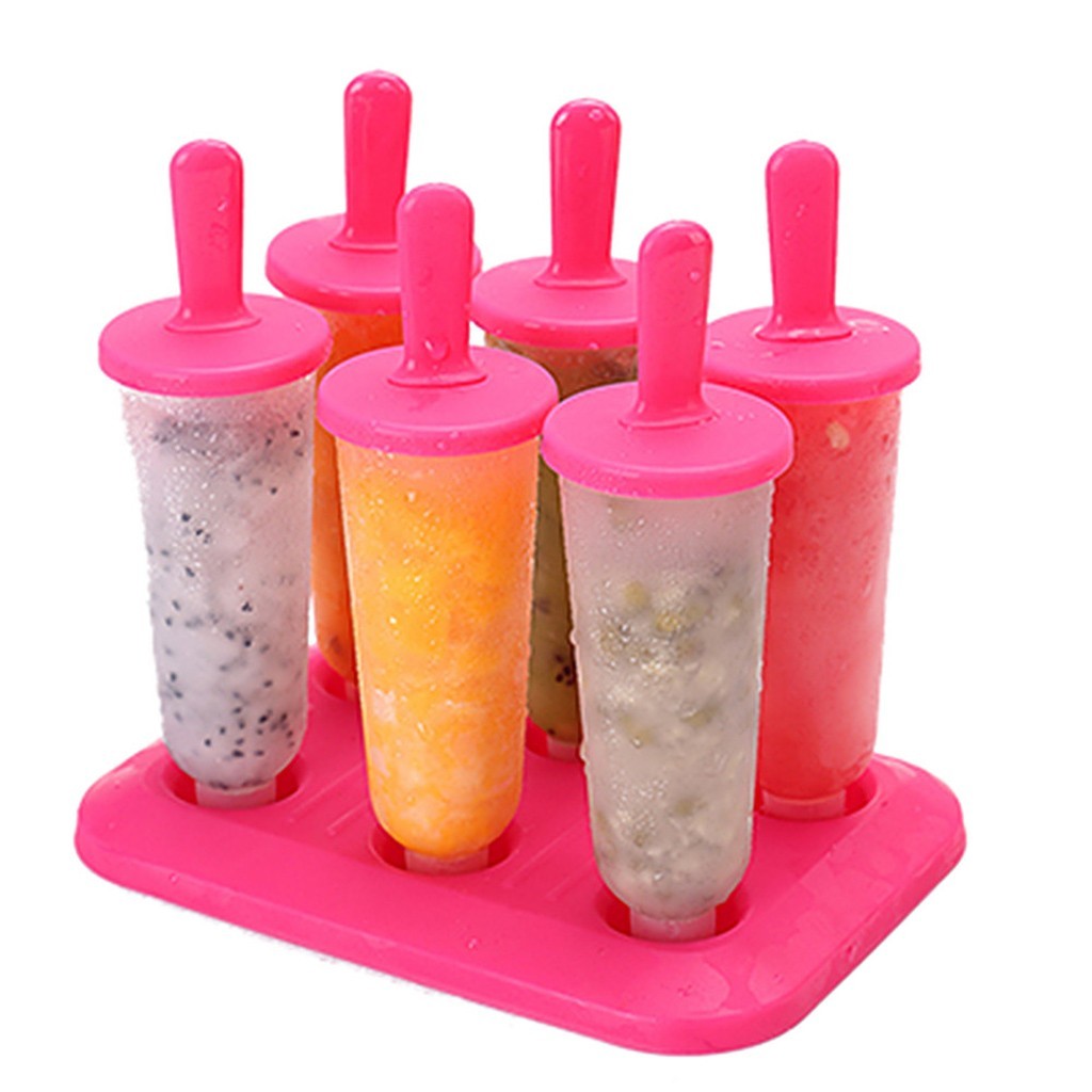 6pc/1 circular set with ice tray cap diy ice cream reusable frozen pop molds eco-friendly fueled juices puree yogurt