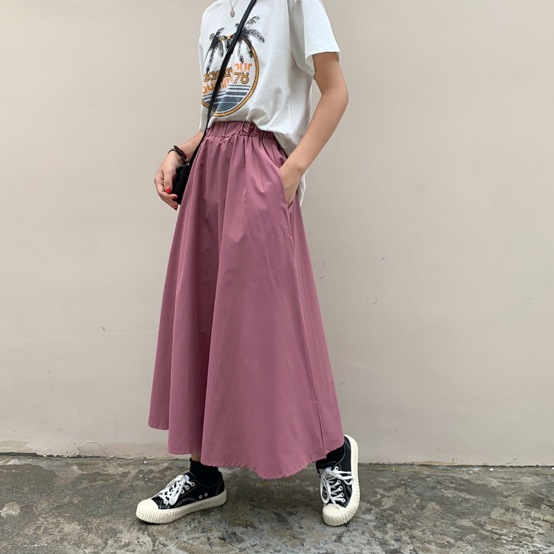 Spring Office Lady Solid Maxi Skirt Women Plus Size Loose Long s For A-line High Waist White Female Falda 13228 210512