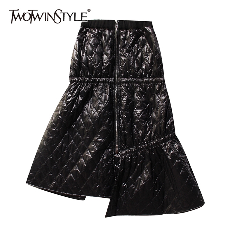 Asymmetrical Argyle Skirt For Women High Waist Patchwork Zipper Casual Cotton Female Fashion Clothing Winter 210521, Black 
Asymmetrical Argyle Skirt For Women High Waist Patchwork Zipper Casual Cotton Female Fashion Clothing Winter 210521, Black