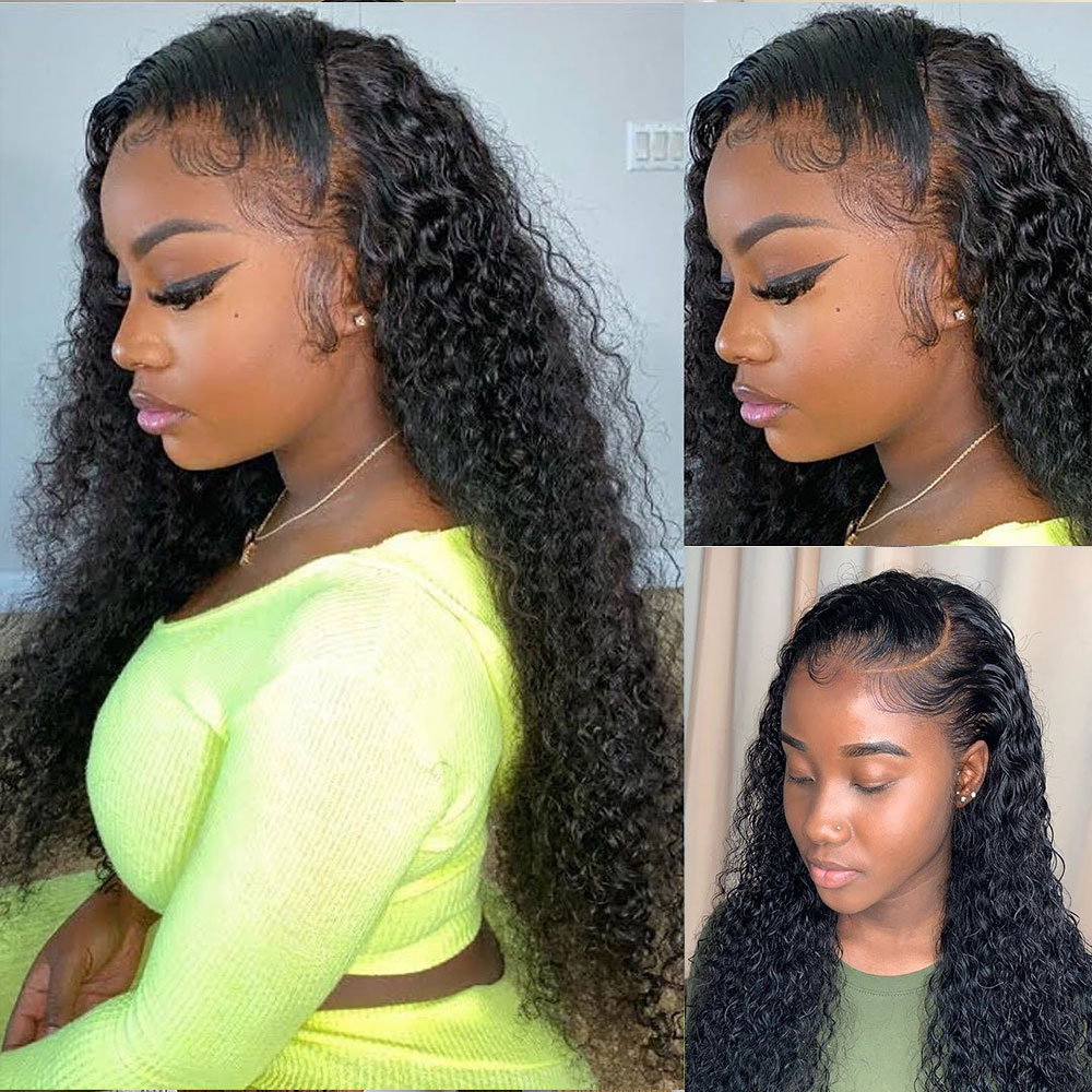 Long Curly Brazilian Deep Wave Frontal Wigs For Black Women Synthetic Lace Front Wig 13x4 HD Wet And Wavy Water Wave Hair