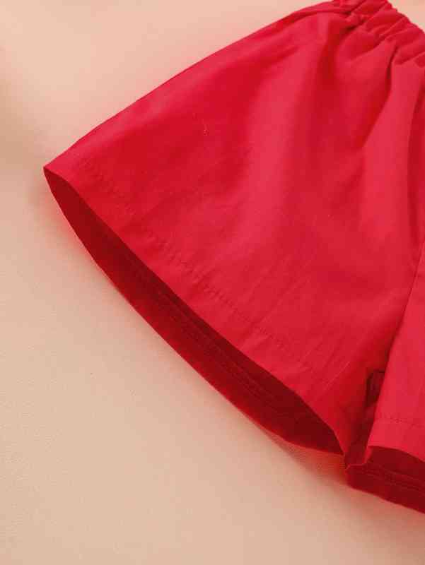 Baby Allover Heart Print Bow Detail Top & Shorts SHE