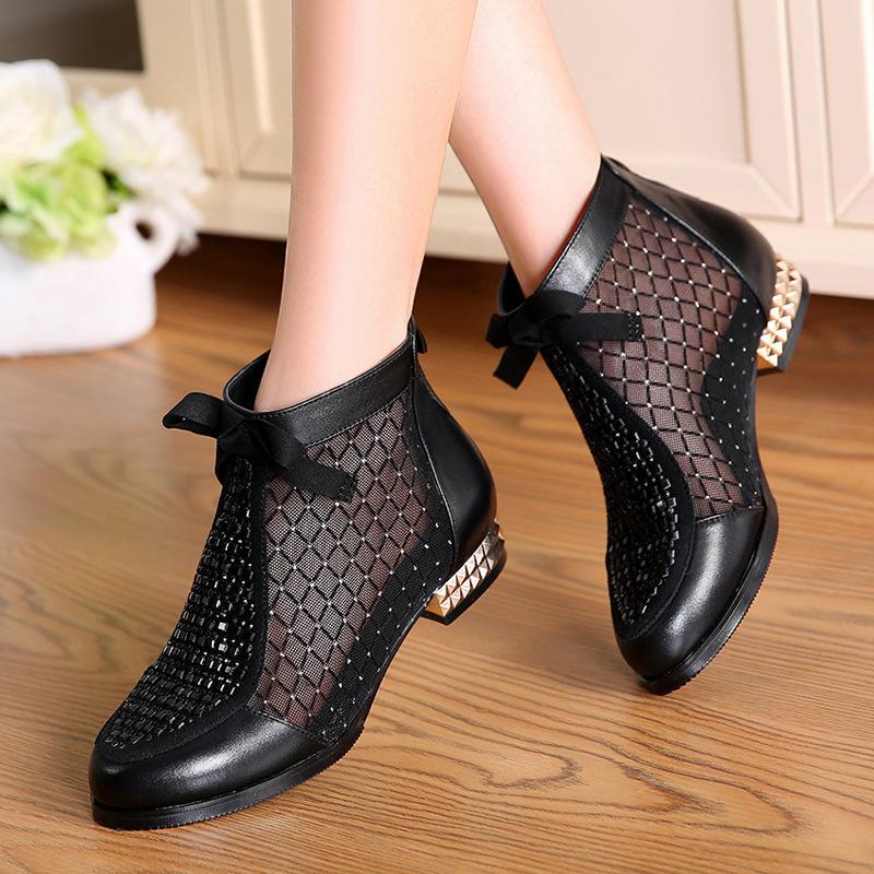 Fashion Rhinestones Bow Gauze Sandals Summer Mesh Boots Real Leather Women's Shoes Hollow Large Size 35-43, Black
Fashion Rhinestones Bow Gauze Sandals Summer Mesh Boots Real Leather Women's Shoes Hollow Large Size 35-43, Black