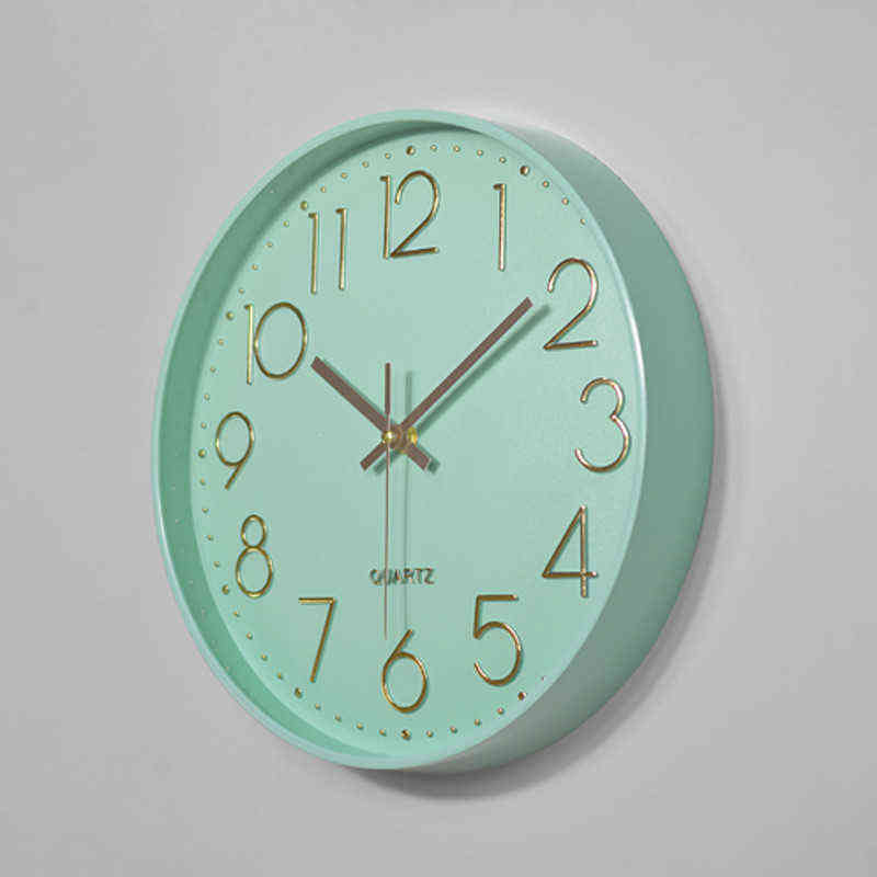 12 inch Mint Green Nordic Wall Clock Minimalist Thick Border 3D Clocks Reloj de pared Home Decor Decorations for Youth Room H1230