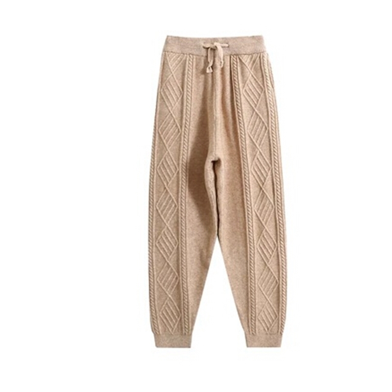 Winter Knitted Harem Pants Women Thicken Warm Female Casual Sweater Trousers 210520