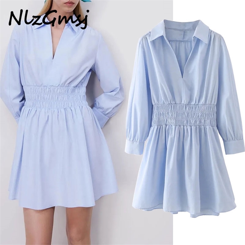 Dres Long Sleeve Smocked Sky Blue Office Lady es Woman Elegant Mini 03 210628, As picture
Dres Long Sleeve Smocked Sky Blue Office Lady es Woman Elegant Mini 03 210628, As picture