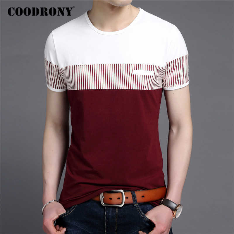 COODRONY Short Sleeve T Shirt Men Summer Casual Cotton Tee Homme Streetwear Fashion Color Patchwork O-Neck T- C5088S 210629