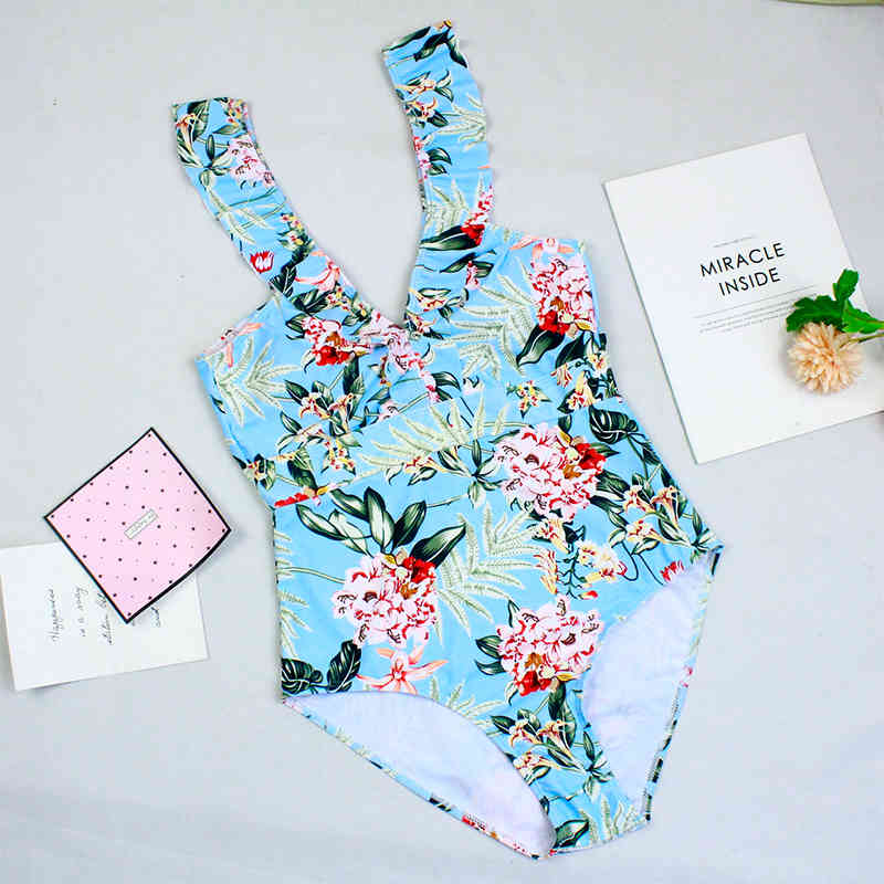 Sexy Striped Swimsuit Women Ruffle Swimwear Bodysuit Monokini Push Up Bathing Suits Beach Wear Swimming Suit 210521