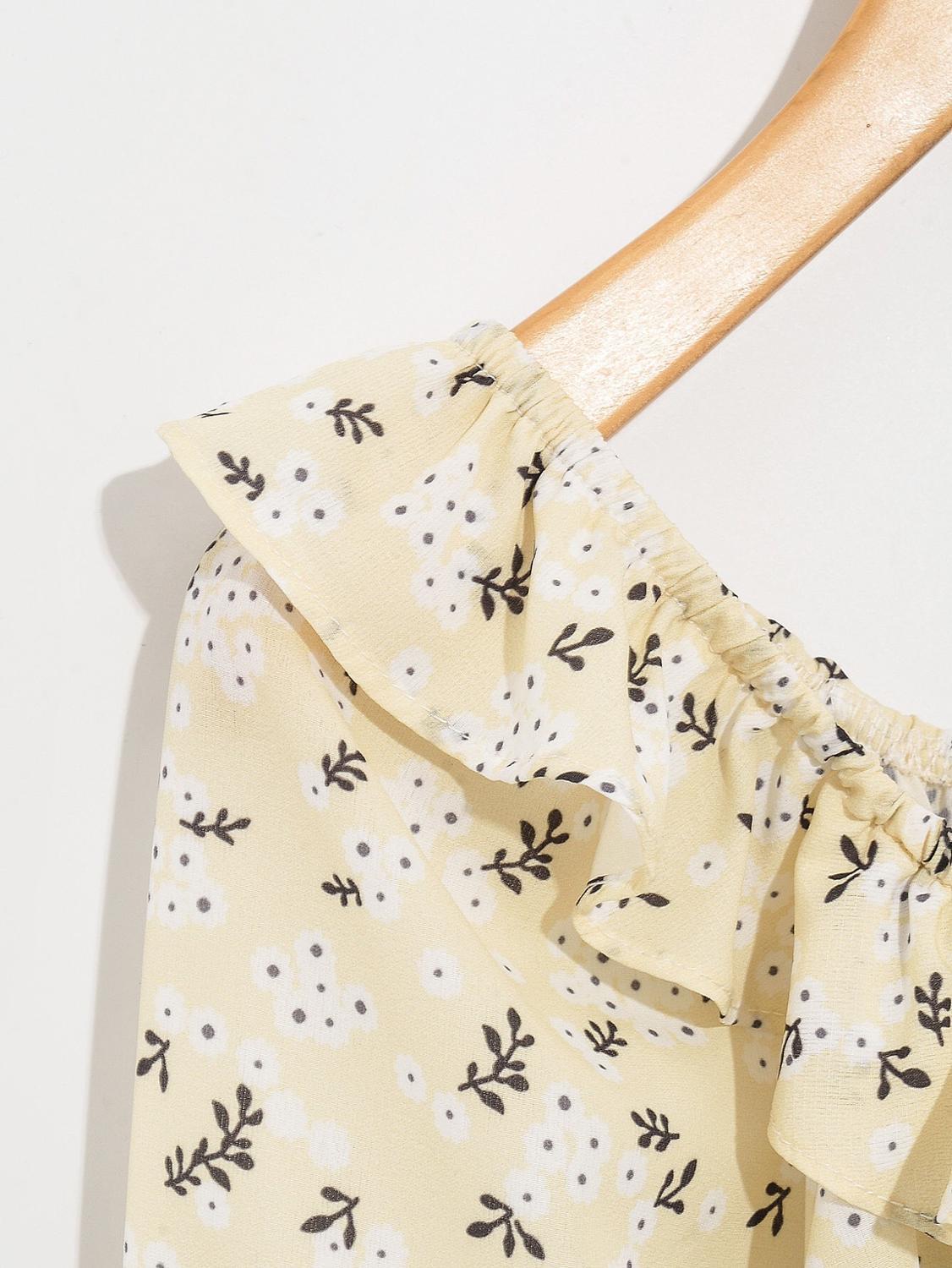 Retro Spliced Wood ear O neck floral print Tie bow Lantern Sleeve Shirt CHIC Women Lacing up Short Blouse Exposed navel Tops 210429