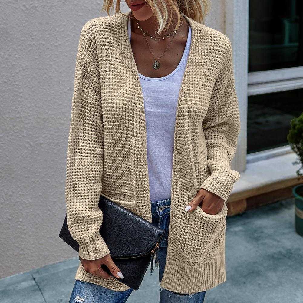 Women Casual Long Sleeve Waffle Knit Open Front Cardigan Coat Pockets Sweater Q0828, Apricot
Women Casual Long Sleeve Waffle Knit Open Front Cardigan Coat Pockets Sweater Q0828, Apricot
