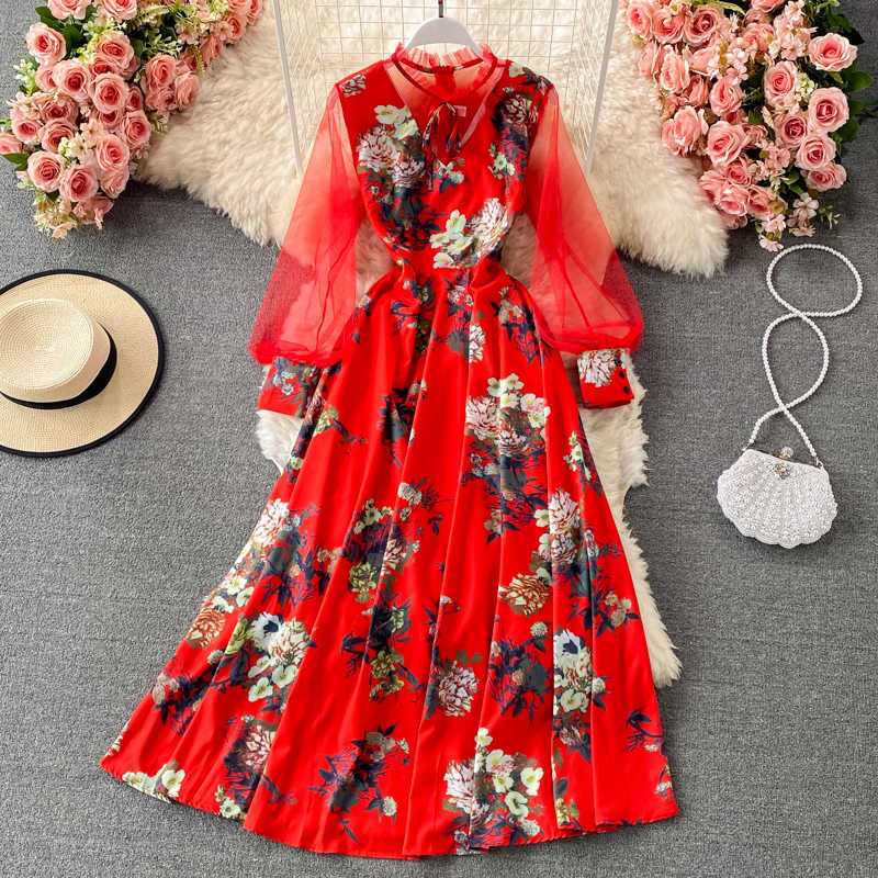 Bohemian Red/Yellow/Pink Floral Long Dress Women Elegant Mesh Long Sleeve Patchwork Chiffon Vestidos Female Spring Summer 2021 Y0603, Blue
Bohemian Red/Yellow/Pink Floral Long Dress Women Elegant Mesh Long Sleeve Patchwork Chiffon Vestidos Female Spring Summer 2021 Y0603, Blue