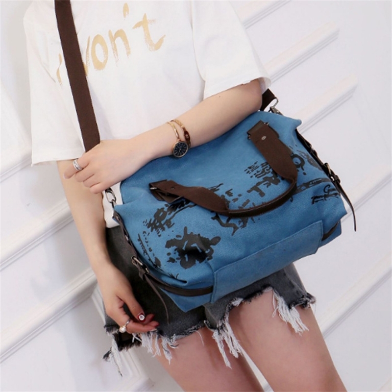 Fashion BAG canvas printing messenger women's washing large capacity shoulder bag, Blue
Fashion BAG canvas printing messenger women's washing large capacity shoulder bag, Blue