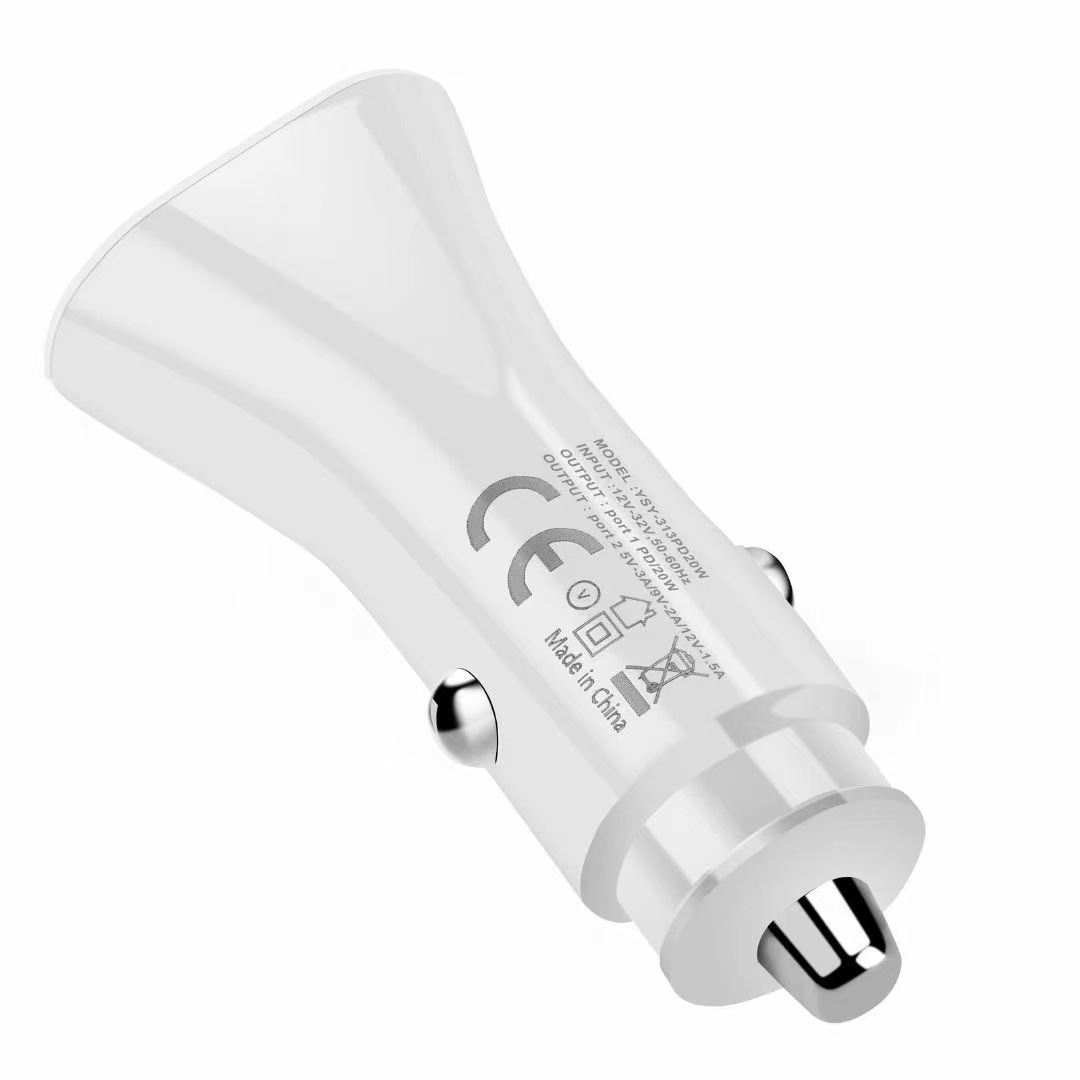 38W PD 20W Fast Quick Charging Dual Ports USB C Car Charger Type c Power Adapters For Iphone 13 14 15 Pro Samsung S23 S24 LG Android phone Gps PC