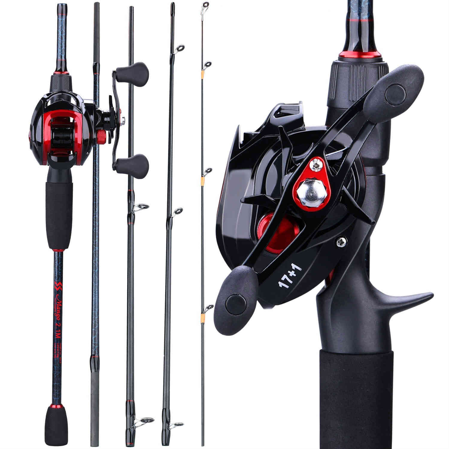 Sougayilang 1.8-2.4m Combo Portable 5 Sections Casting Fishing Rods and 17+1BB Baitcasting Reels Set
Sougayilang 1.8-2.4m Combo Portable 5 Sections Casting Fishing Rods and 17+1BB Baitcasting Reels Set