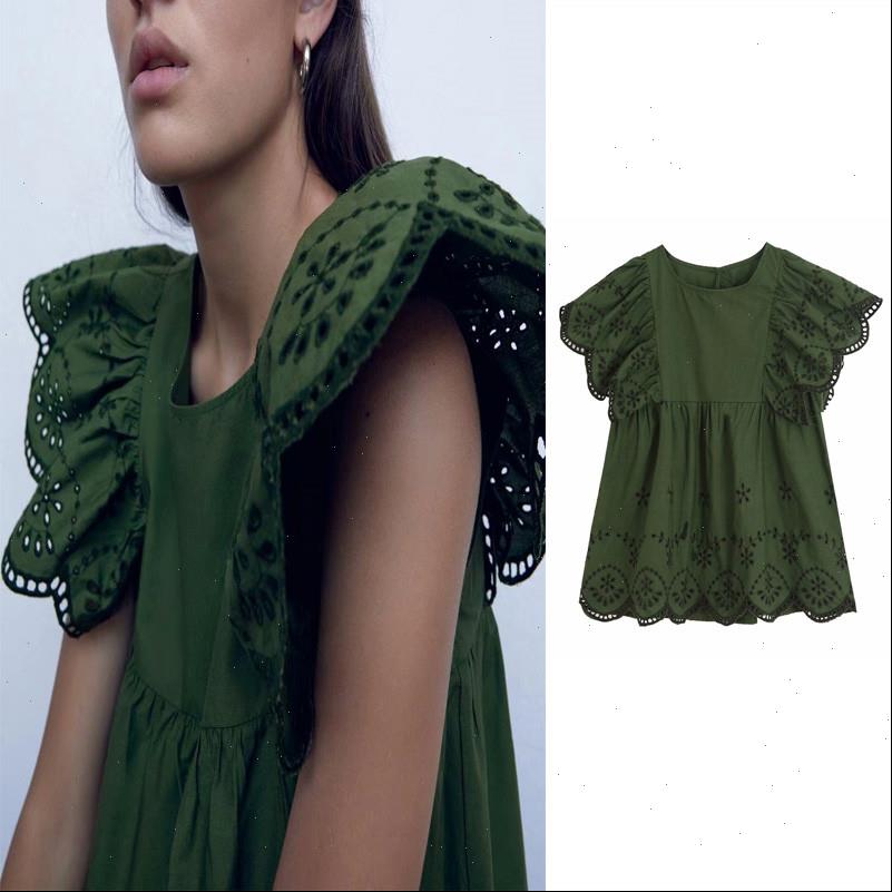 Embroidered Eyelet Za Vintage Openwork Women Blouses Embroidery Top O neck Short Ruffle Sleeeve Female Summer Shirts, White
Embroidered Eyelet Za Vintage Openwork Women Blouses Embroidery Top O neck Short Ruffle Sleeeve Female Summer Shirts, White