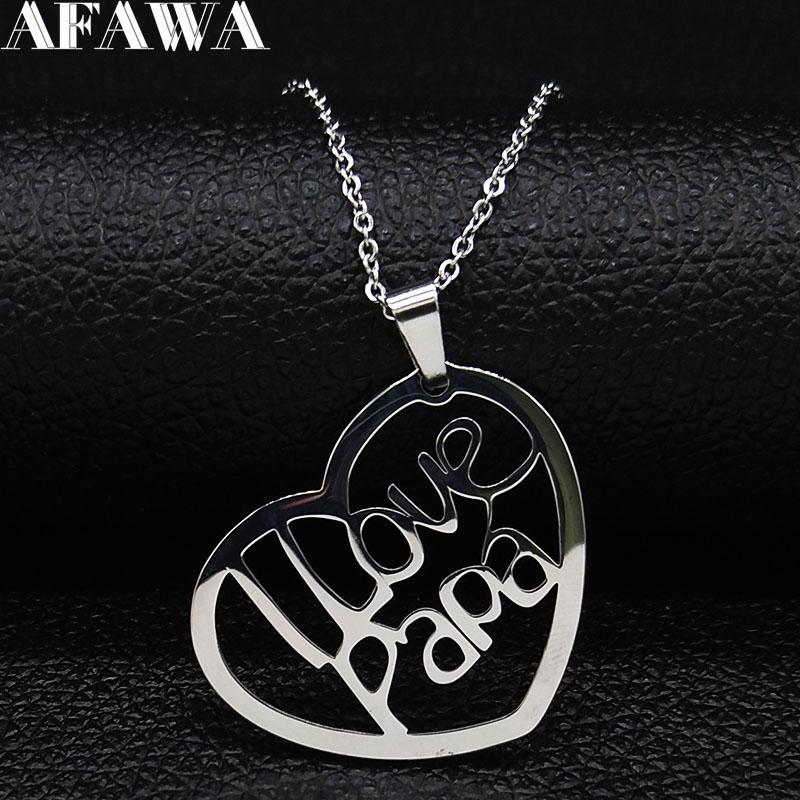 Pendant Necklaces 2021 Fashion Love Papa Stainless Steel Chain Necklace For Men Silver Color Jewelry Collares Hombre N1915S01
Pendant Necklaces 2021 Fashion Love Papa Stainless Steel Chain Necklace For Men Silver Color Jewelry Collares Hombre N1915S01