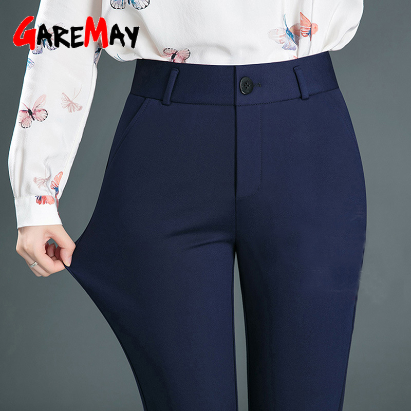 Winter Clothes Women Cotton High Waist Pants Two Twinstyle Pantalones Mujer Cintura Alta Black 210428