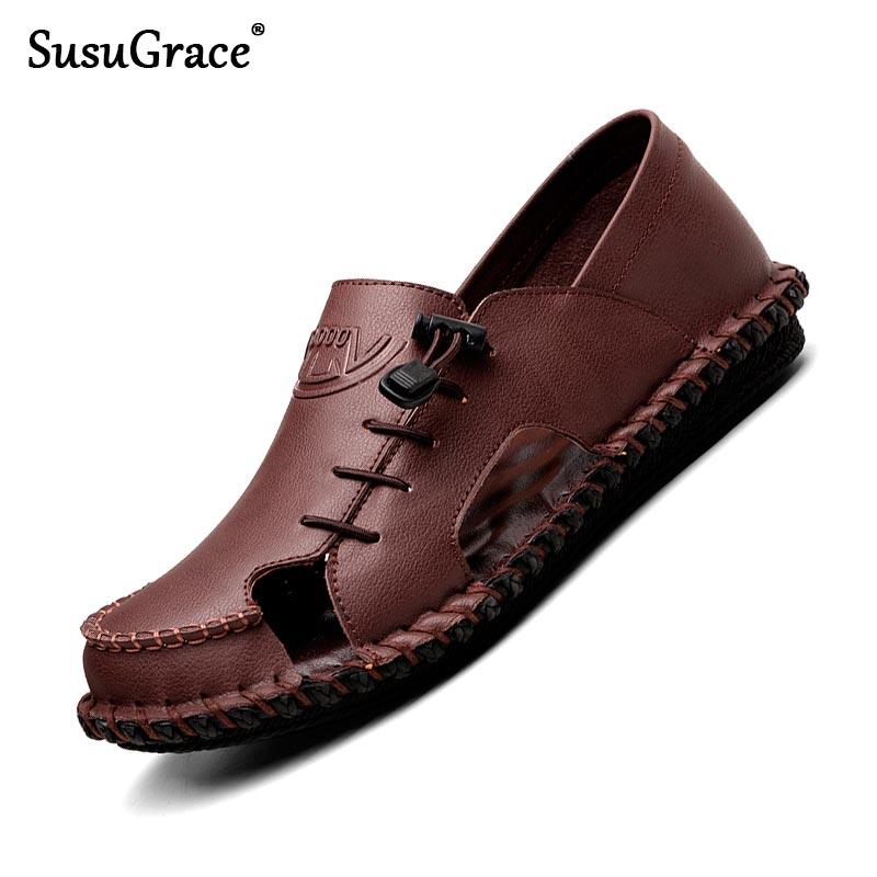 Sandals SusuGrace 2021 Summer Men's Leather Breathable Lightweight Casual Flats Male Loafers Soft Elastic Band Zapatos De Hombre, Black
Sandals SusuGrace 2021 Summer Men's Leather Breathable Lightweight Casual Flats Male Loafers Soft Elastic Band Zapatos De Hombre, Black