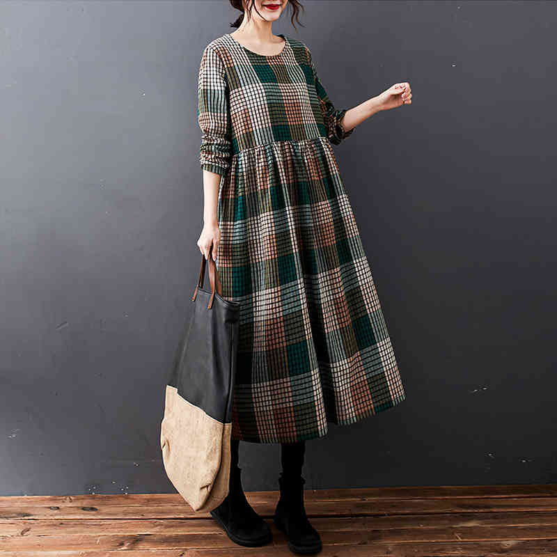 Johnature Vintage Casual Mid-Calf Dresses Plaid Spring O-neck Full Sleeve Loose Women 3 Colors Dresses 210521, Blue
Johnature Vintage Casual Mid-Calf Dresses Plaid Spring O-neck Full Sleeve Loose Women 3 Colors Dresses 210521, Blue
