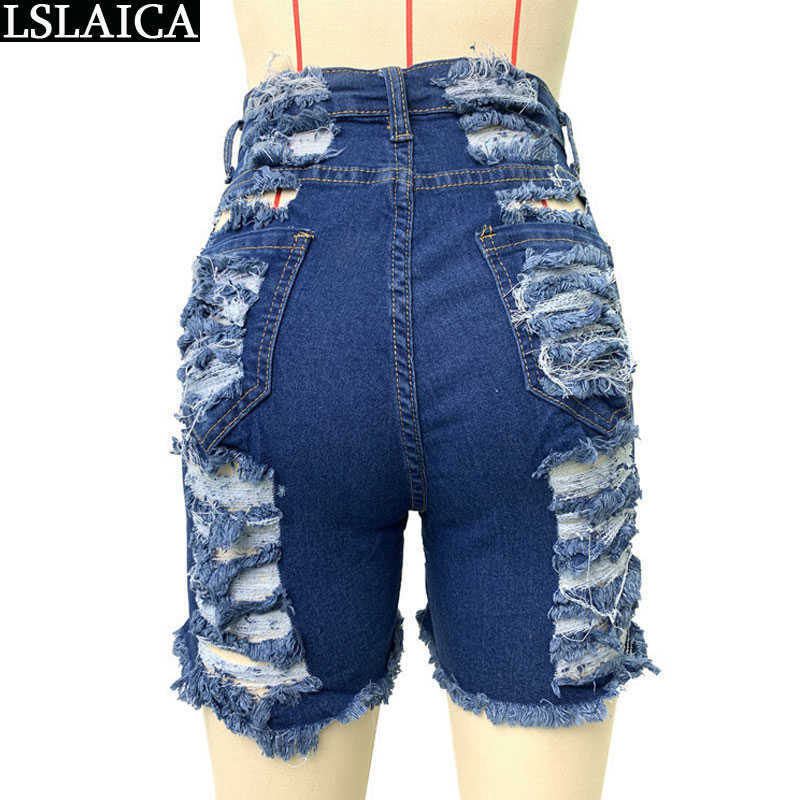 Women's Fashion Ripped Jeans Shorts with Ripped Holes Sexy Clubwear Placket with Zipper Arrival Casual Shorts Women 210611