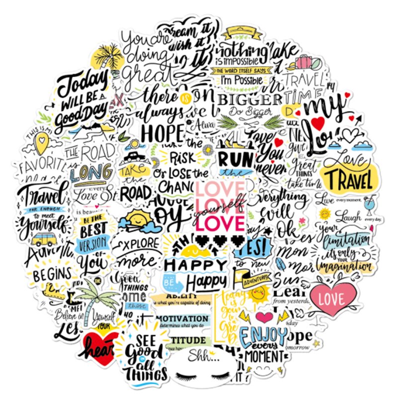 50Pcs English Motivational Stickers Non-random Car Bike Luggage Sticker Laptop Skateboard Motor Water Bottle Snowboard wall Decal Kids Gifts, Multi-color
50Pcs English Motivational Stickers Non-random Car Bike Luggage Sticker Laptop Skateboard Motor Water Bottle Snowboard wall Decal Kids Gifts, Multi-color