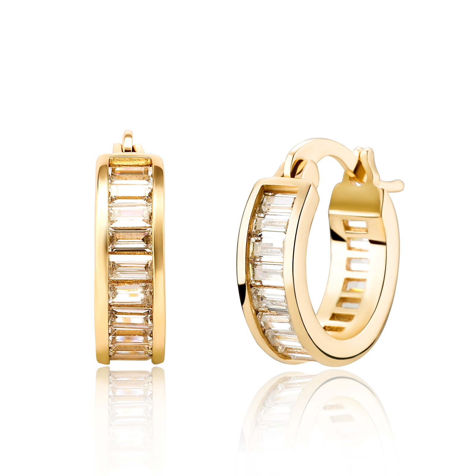 New Baguette Zircon Hoop Earrings Gold Plated Iced Out CZ Earrings Hip Hop Simple Fashion Jewelry Girls Gift
New Baguette Zircon Hoop Earrings Gold Plated Iced Out CZ Earrings Hip Hop Simple Fashion Jewelry Girls Gift