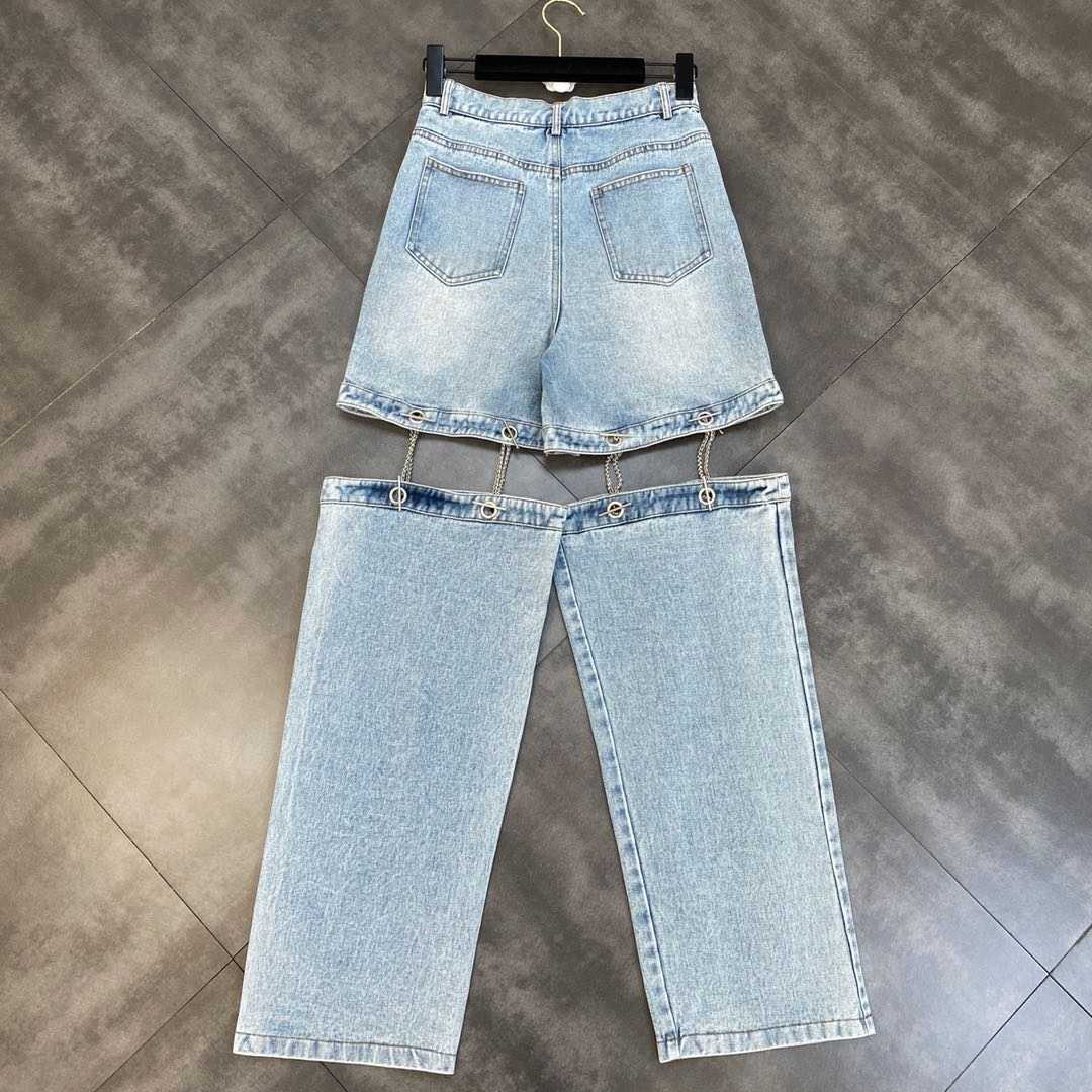 DEAT Women Chain Stitching Hollow Split Fork Cool Handsome Street Detachable Pants Fashion Spring Summer 11D1757 210709